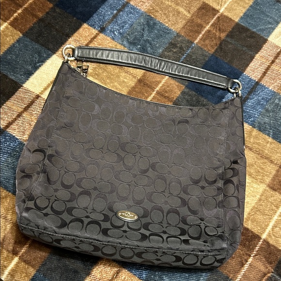 Coach Black Hobo Bag with Signature Pattern - Picture 6 of 10